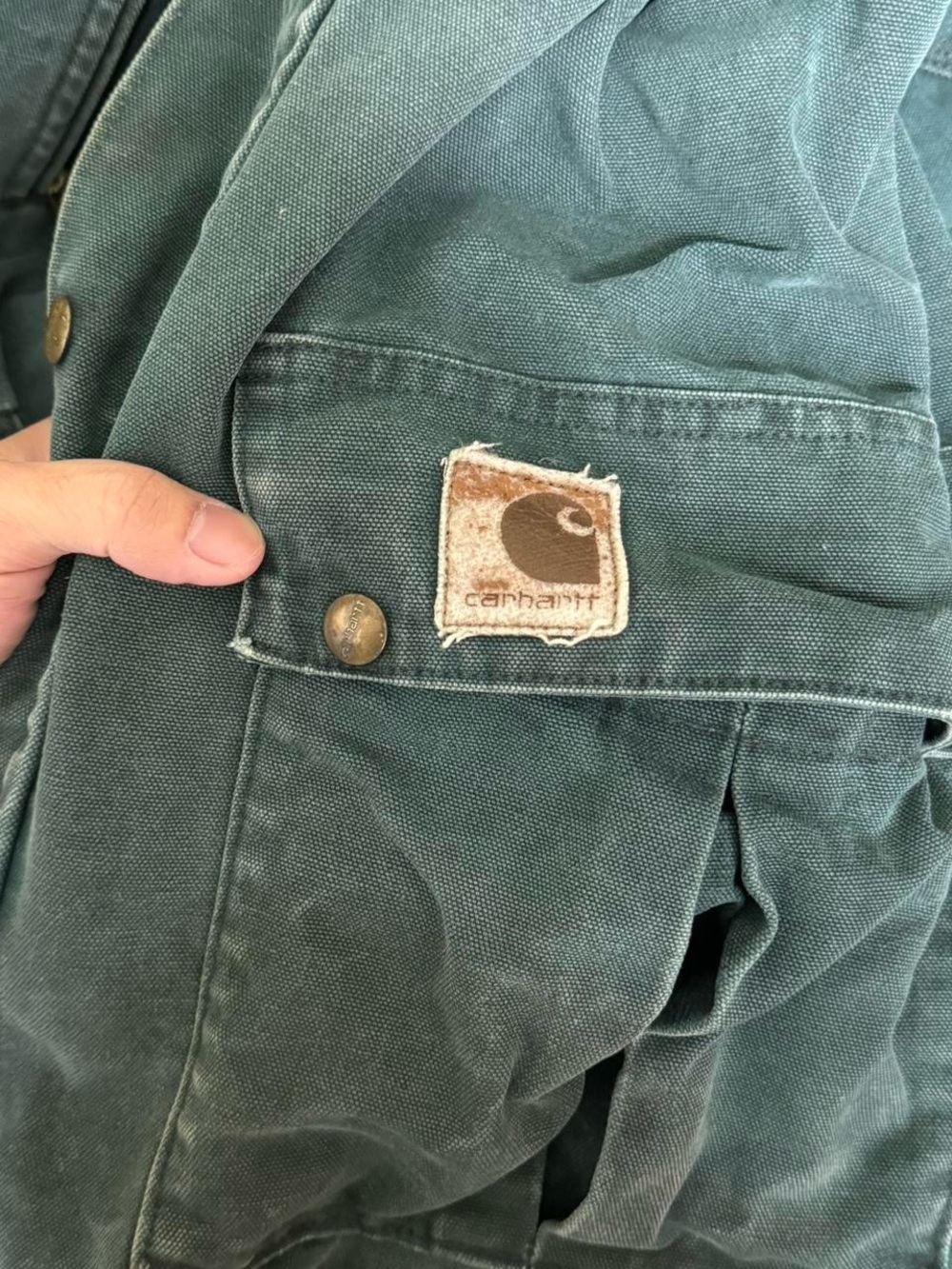 Vintage 2000s Carhartt Duck Canvas Work Green Jacket Y2K - Picture 7 of 8